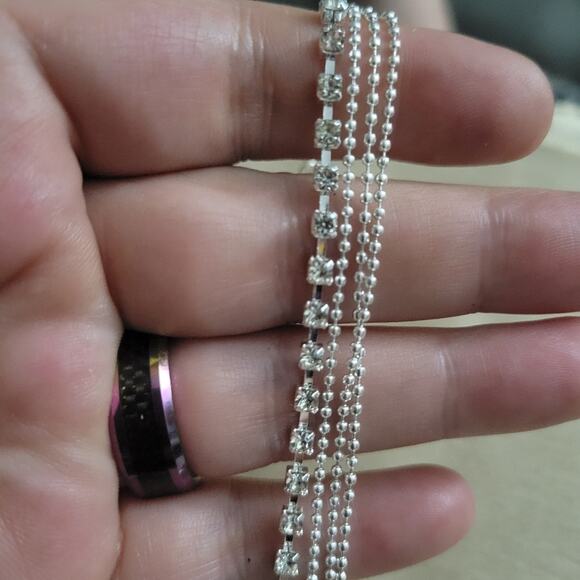 Layered rhinestone ankle bracelet - Picture 2 of 2